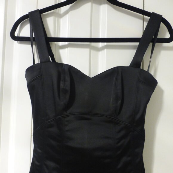 BEBE black satin party cocktail dress with adjustable straps - Picture 3 of 7